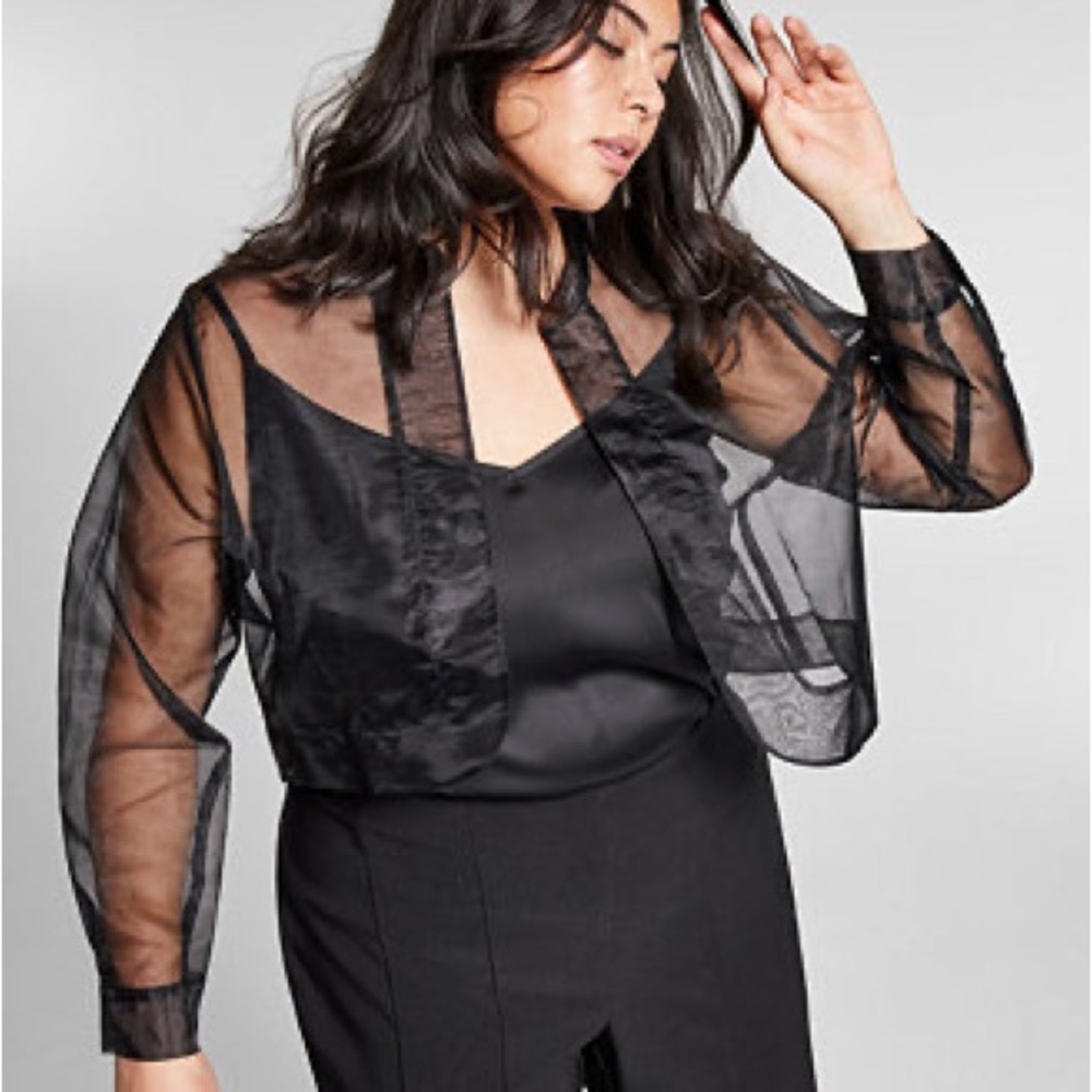 Jeannie Mai X INC Plus Size Cropped Organza Jacket